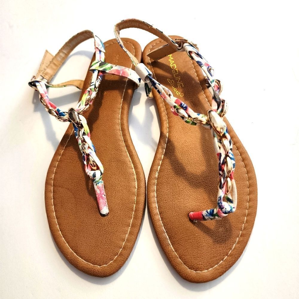 Madeline Stuart Womens Floral Print Sandals Size 9W